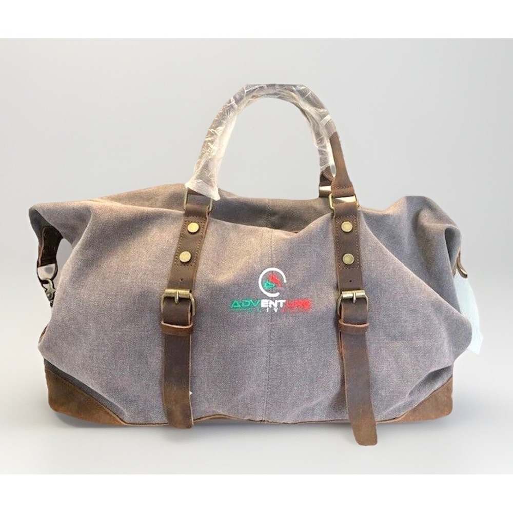 Men Duffle Bag Carry on Leather Canvas Travel Weekender NOS Retro Bro 20x11 Golf